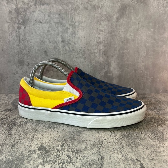 Vans Slip On Sneakers Colorblock Checkered Sneakers Mens sz9/Womens sz 10.5 - Picture 1 of 6